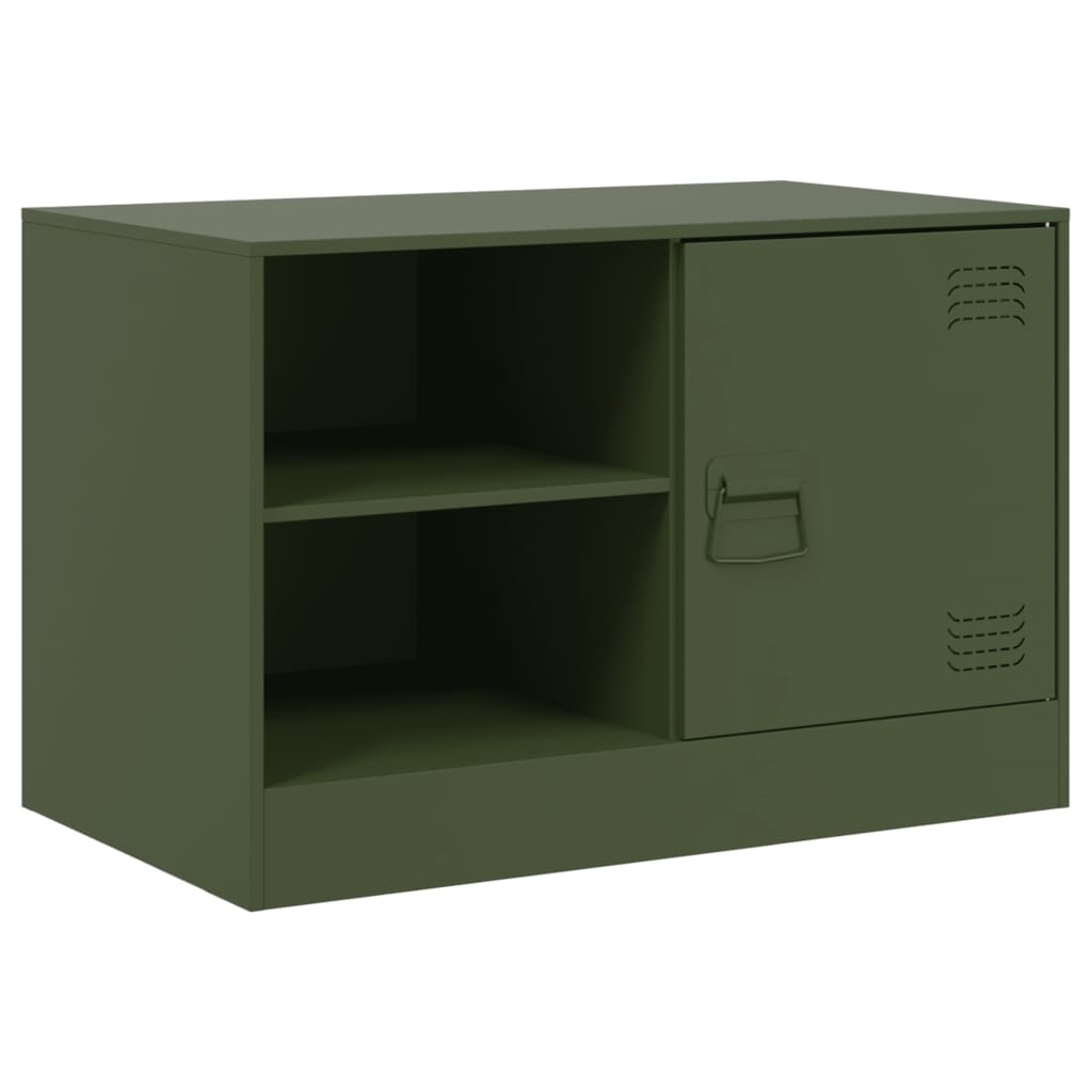vidaXL Szafki pod telewizor, 2 szt., oliwkowe, 67x39x44 cm, stalowe