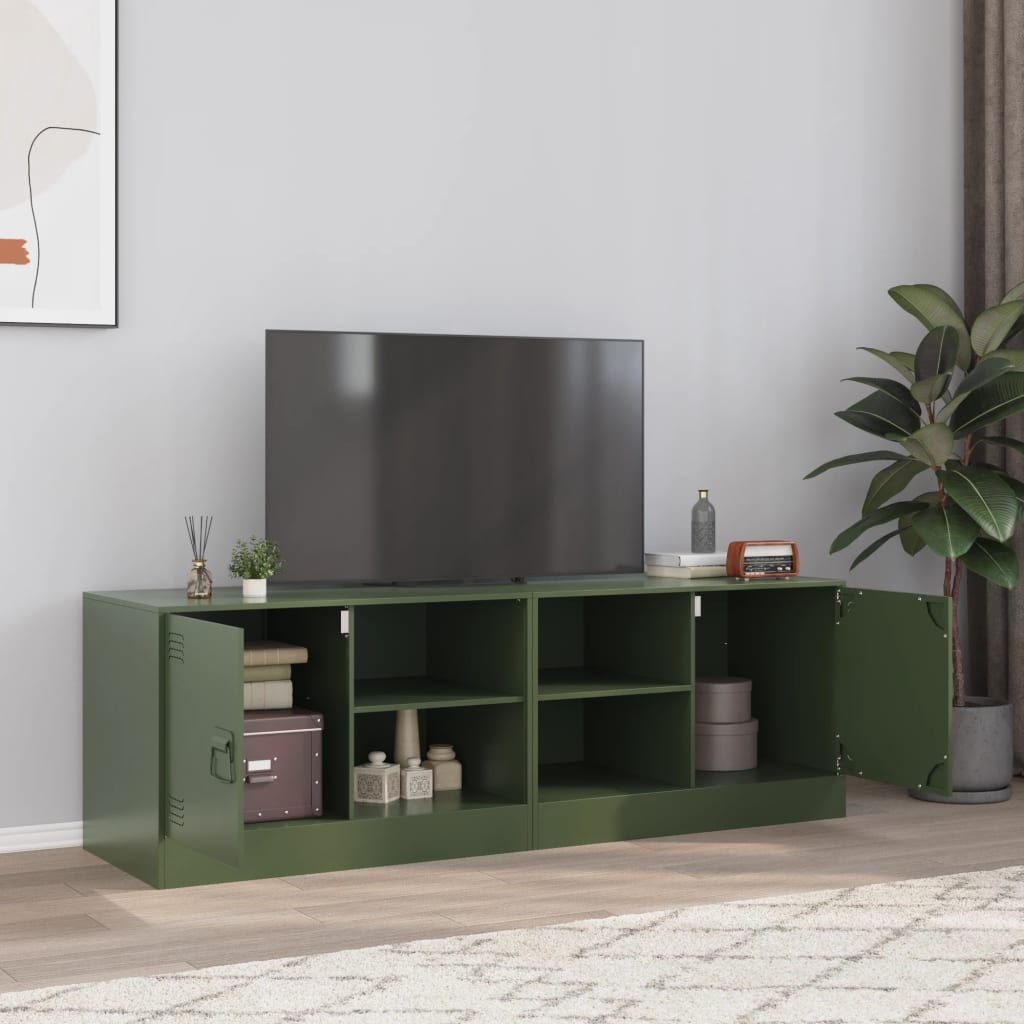 vidaXL Szafki pod telewizor, 2 szt., oliwkowe, 67x39x44 cm, stalowe