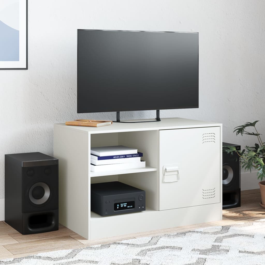 vidaXL Szafka pod telewizor, biała, 67x39x44 cm, stalowa
