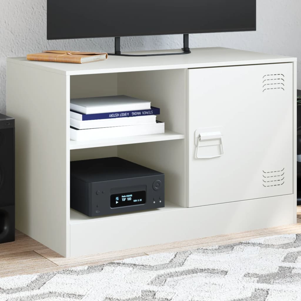 vidaXL Szafka pod telewizor, biała, 67x39x44 cm, stalowa