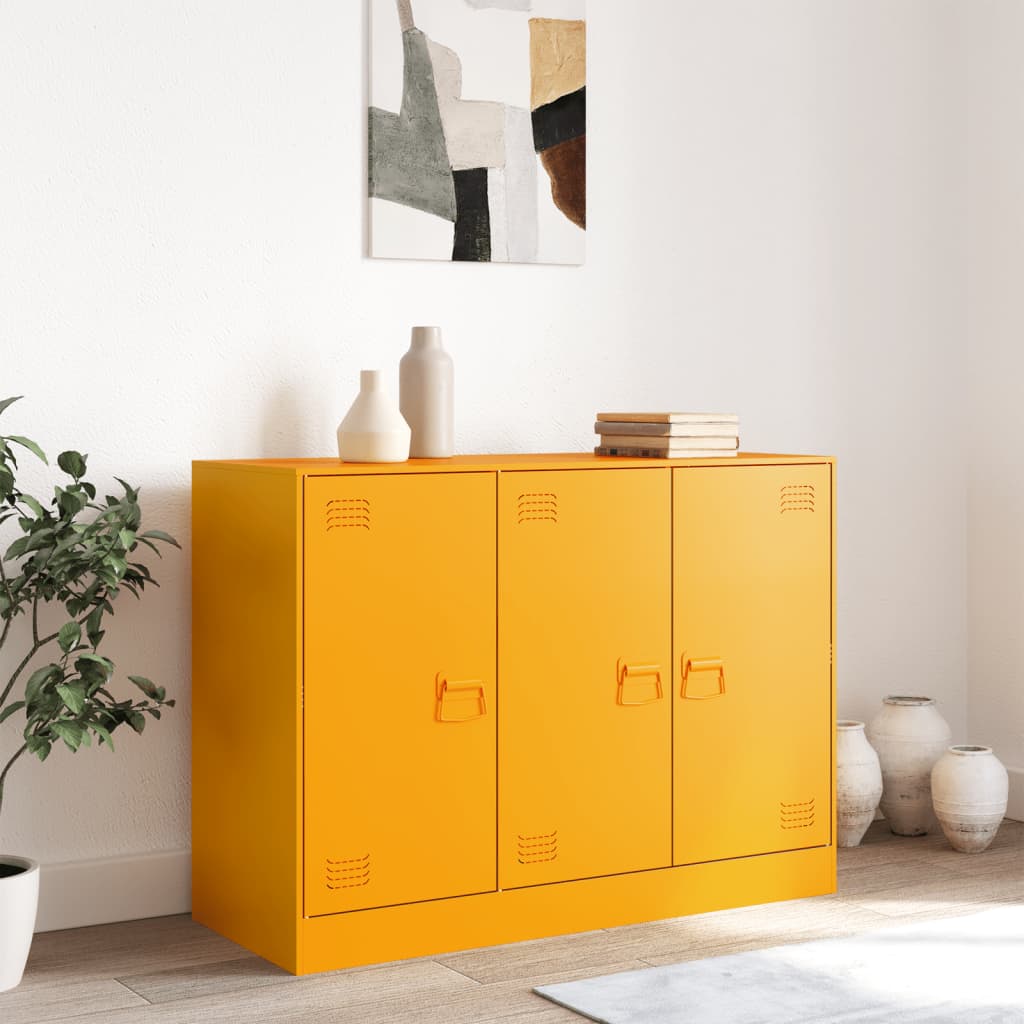 vidaXL Szafka, musztardowa, 99x39x73 cm, stal
