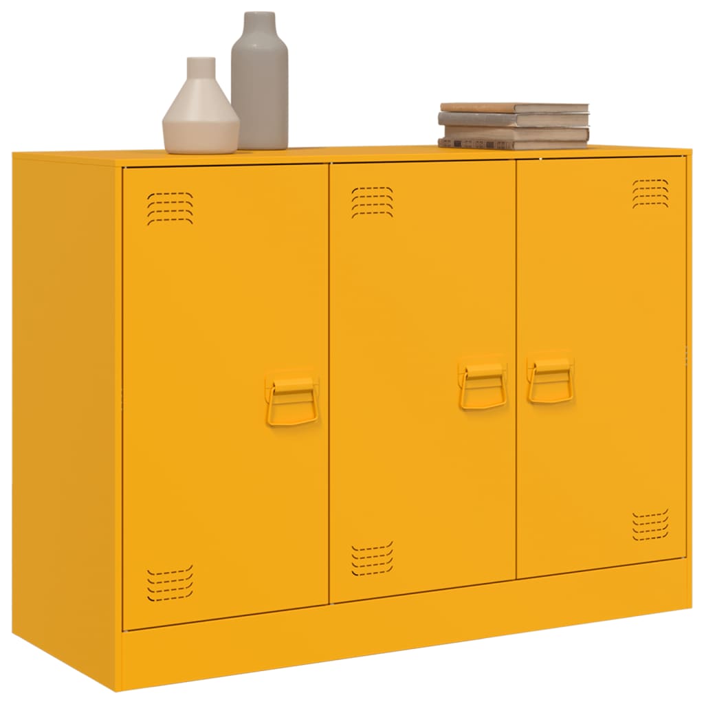 vidaXL Szafka, musztardowa, 99x39x73 cm, stal