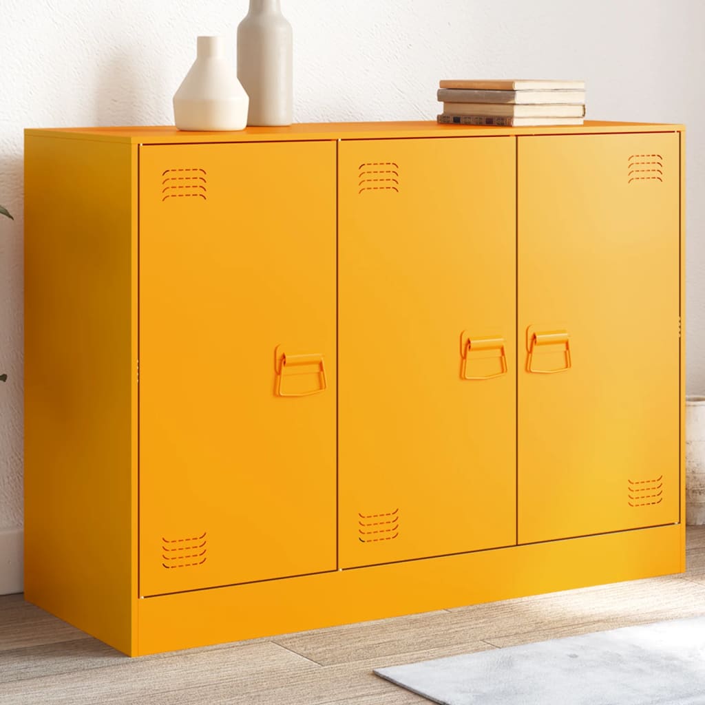 vidaXL Szafka, musztardowa, 99x39x73 cm, stal