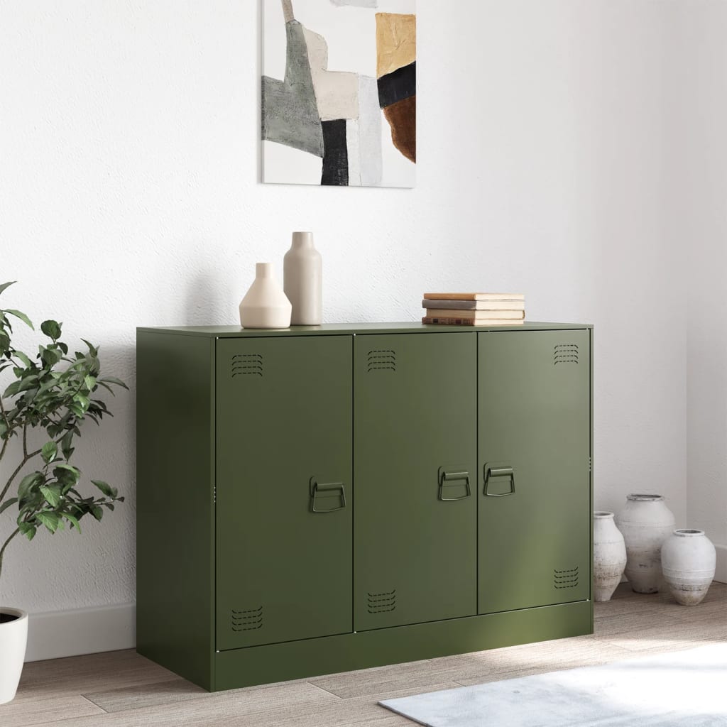 vidaXL Szafka, oliwkowa, 99x39x73 cm, stal