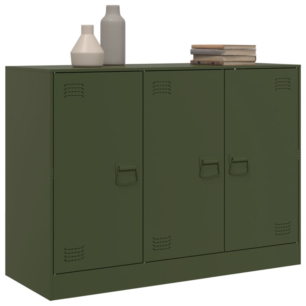 vidaXL Szafka, oliwkowa, 99x39x73 cm, stal