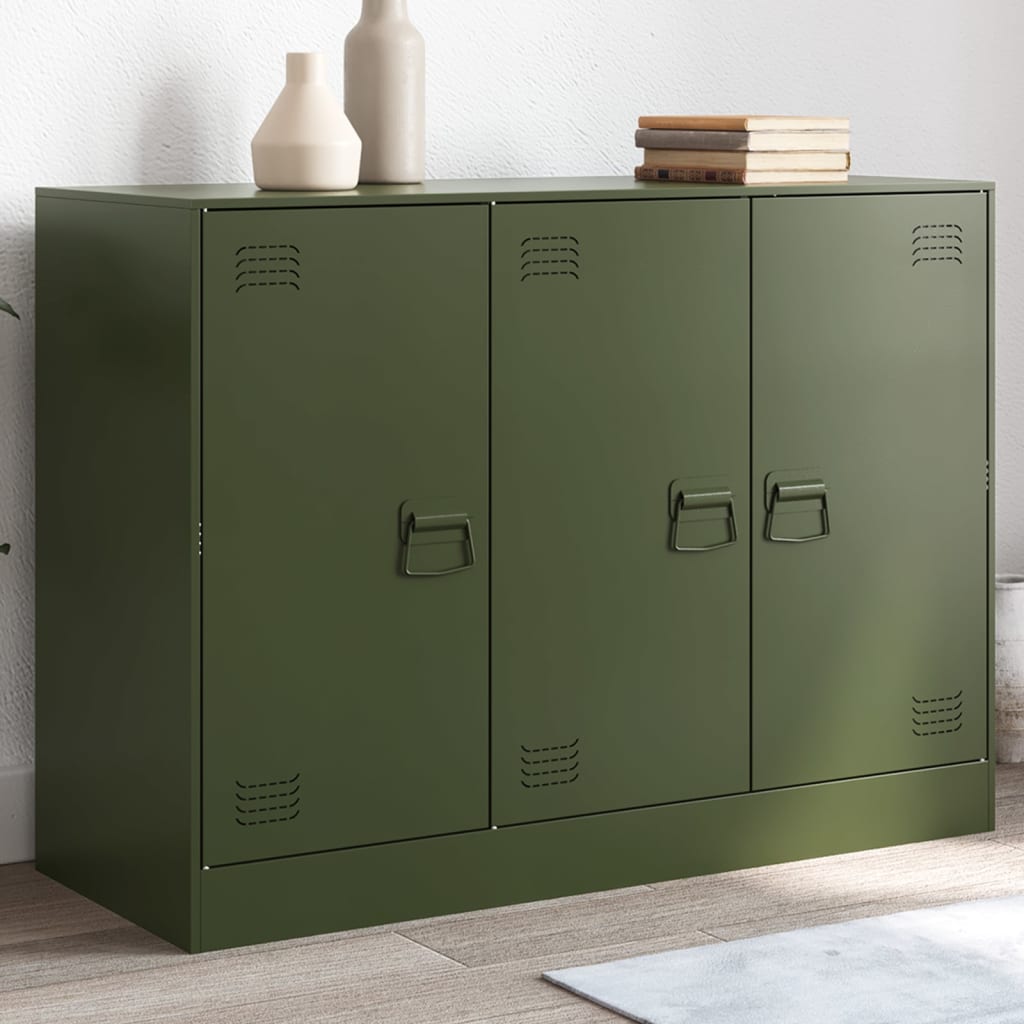 vidaXL Szafka, oliwkowa, 99x39x73 cm, stal