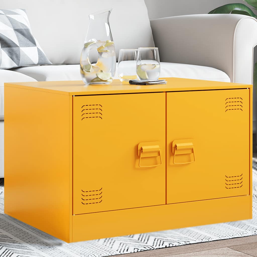 vidaXL Stolik kawowy, musztardowy, 67x50x44 cm, stal