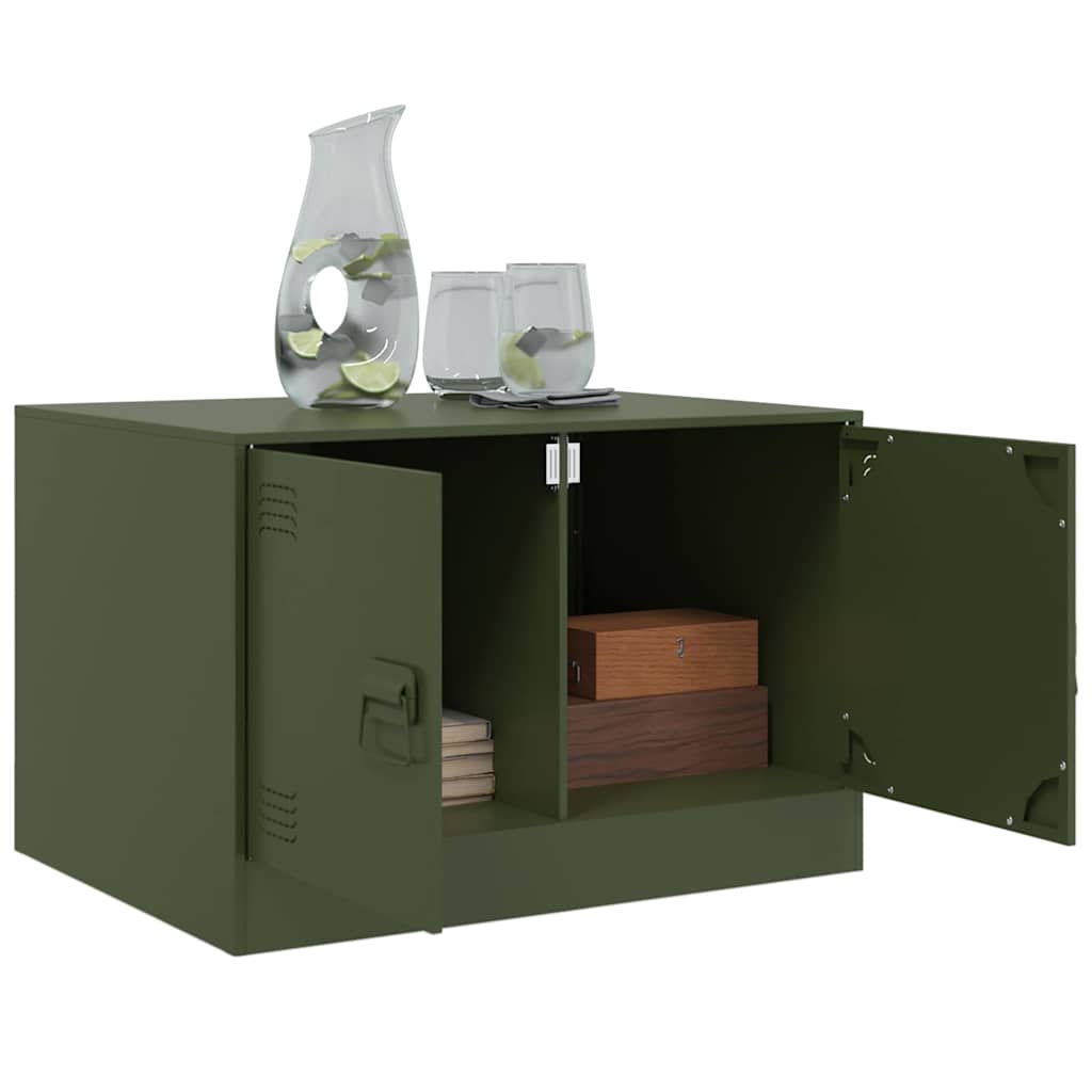 vidaXL Stolik kawowy, oliwkowy, 67x50x44 cm, stal