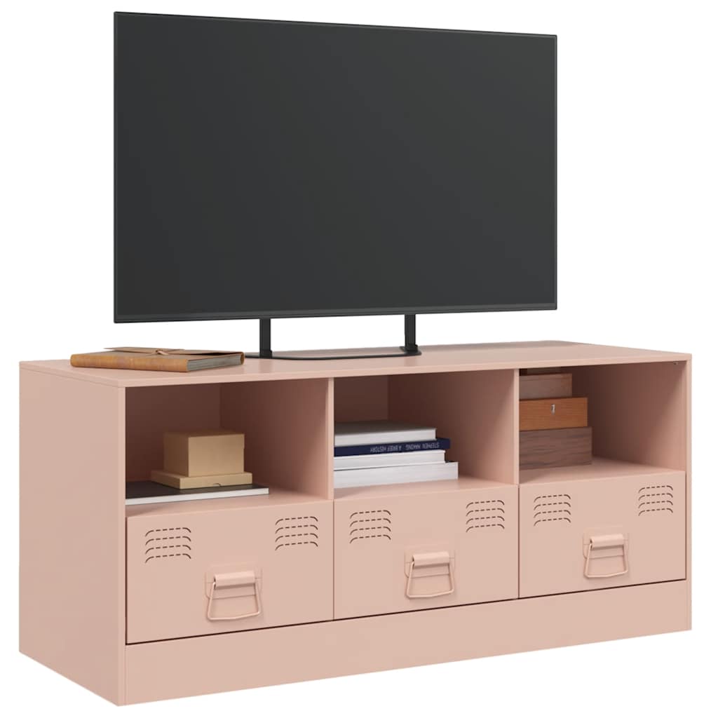 vidaXL Szafka pod telewizor, różowa, 99x39x44 cm, stalowa