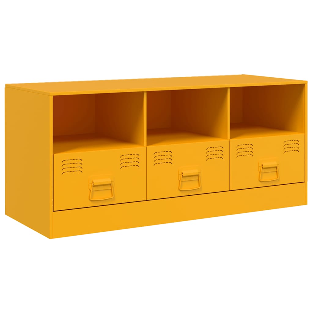 vidaXL Szafka pod telewizor, musztardowa, 99x39x44 cm, stalowa