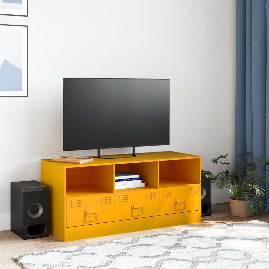 vidaXL Szafka pod telewizor, musztardowa, 99x39x44 cm, stalowa
