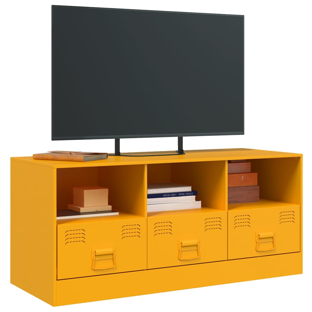 vidaXL Szafka pod telewizor, musztardowa, 99x39x44 cm, stalowa