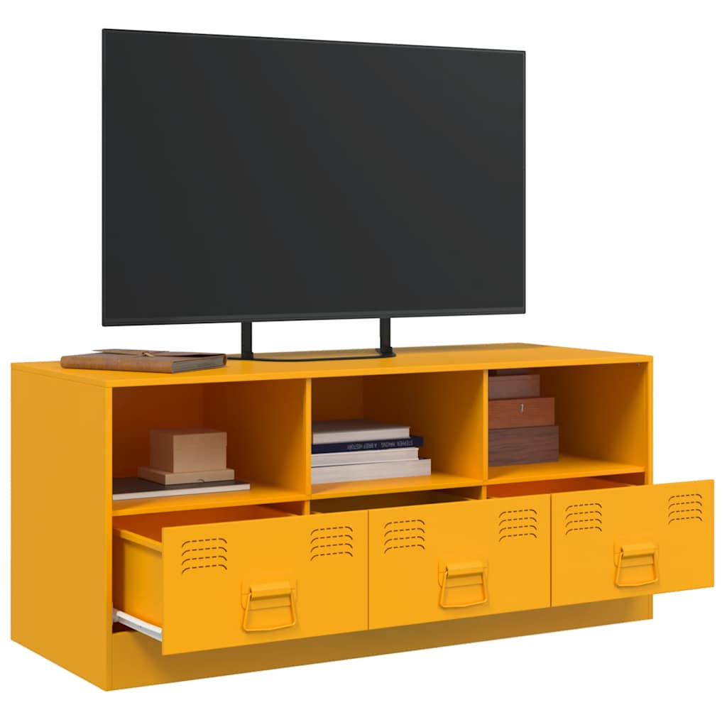 vidaXL Szafka pod telewizor, musztardowa, 99x39x44 cm, stalowa