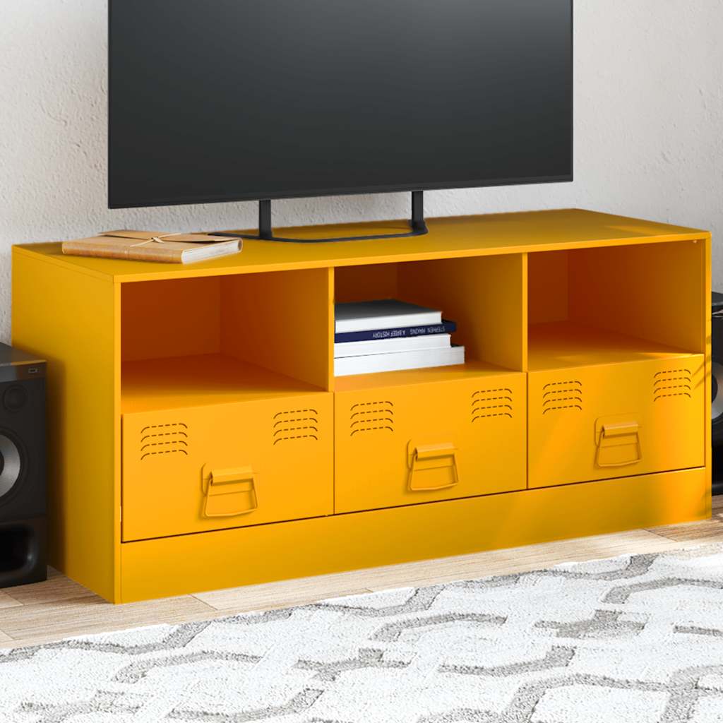 vidaXL Szafka pod telewizor, musztardowa, 99x39x44 cm, stalowa