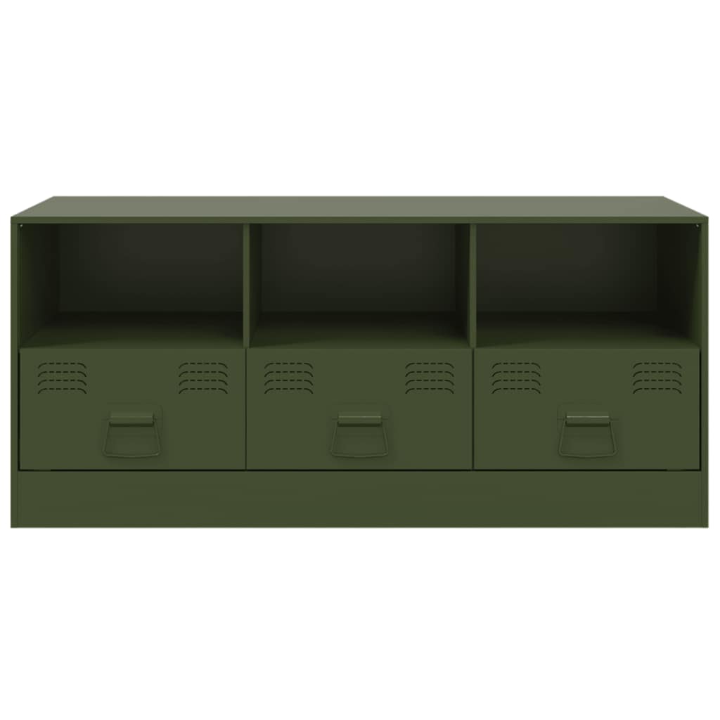 vidaXL Szafka pod telewizor, oliwkowa, 99x39x44 cm, stalowa