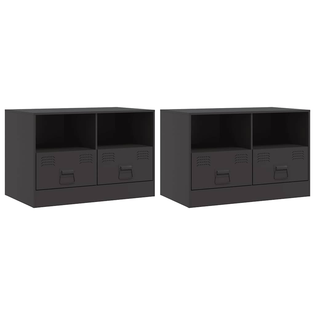 vidaXL Szafki pod telewizor, 2 szt., czarne, 67x39x44 cm, stalowe