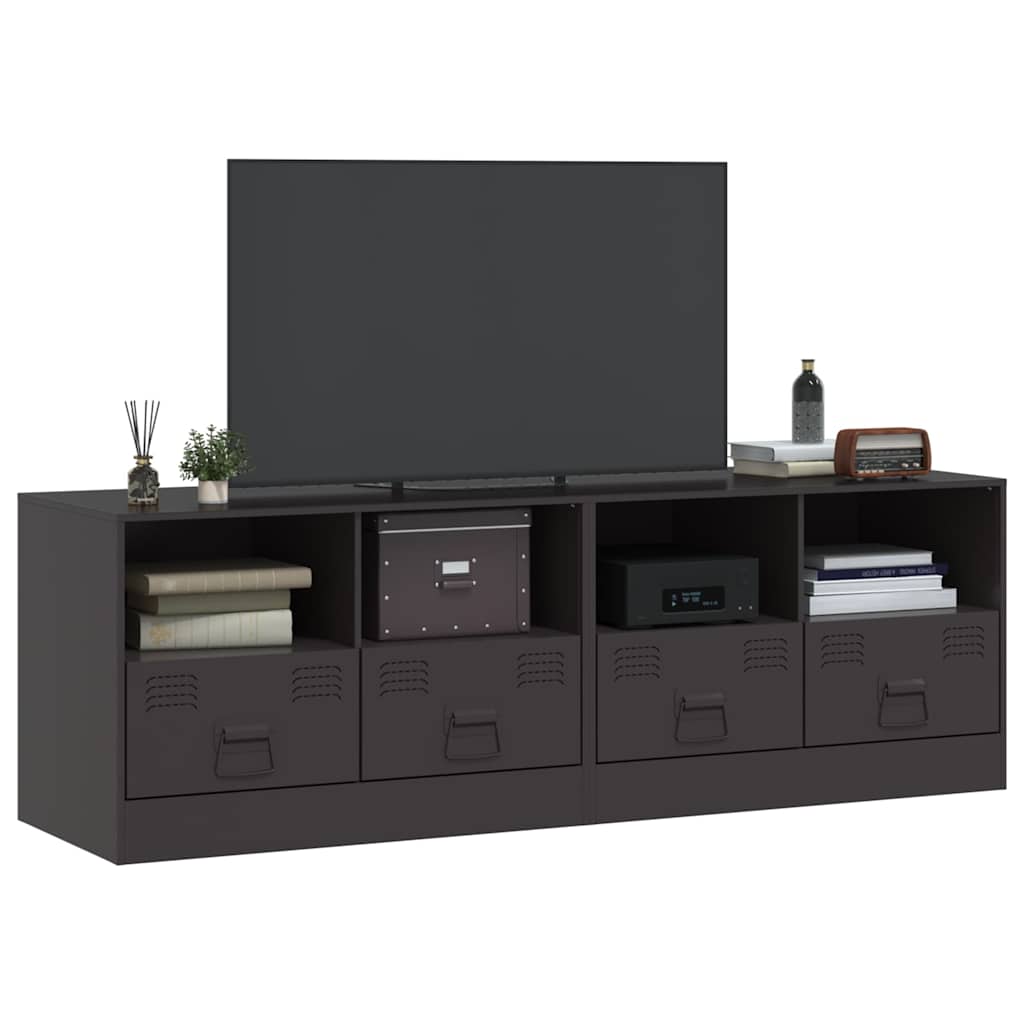 vidaXL Szafki pod telewizor, 2 szt., czarne, 67x39x44 cm, stalowe