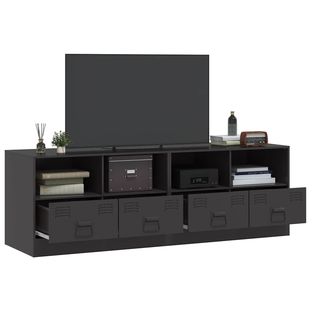 vidaXL Szafki pod telewizor, 2 szt., czarne, 67x39x44 cm, stalowe
