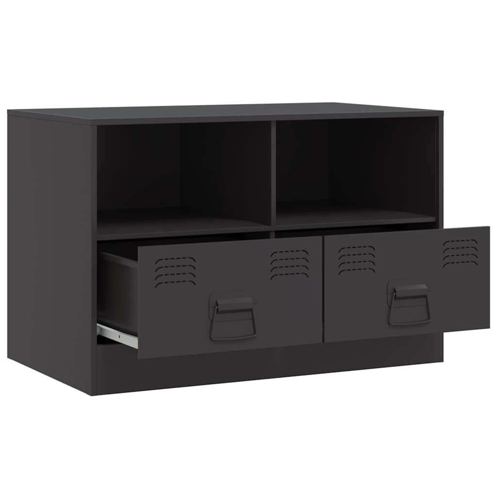 vidaXL Szafki pod telewizor, 2 szt., czarne, 67x39x44 cm, stalowe