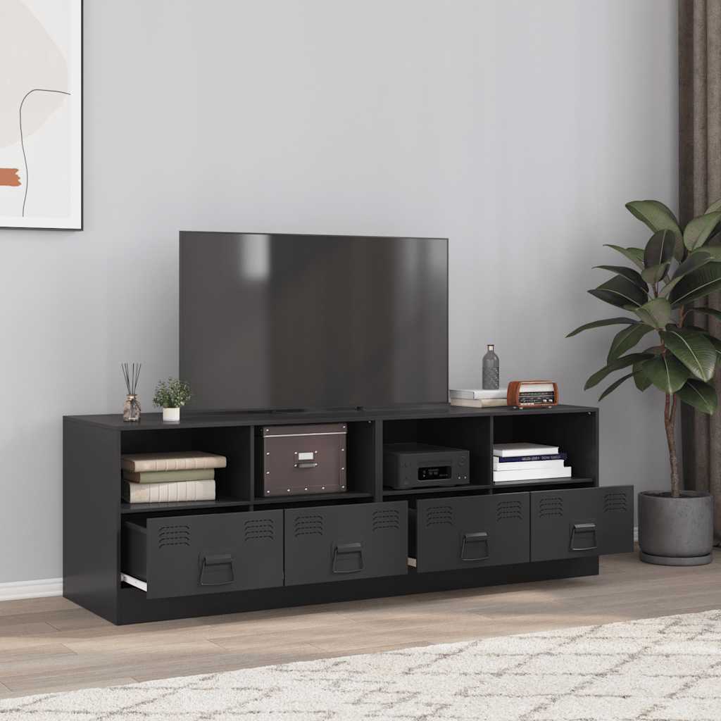 vidaXL Szafki pod telewizor, 2 szt., czarne, 67x39x44 cm, stalowe
