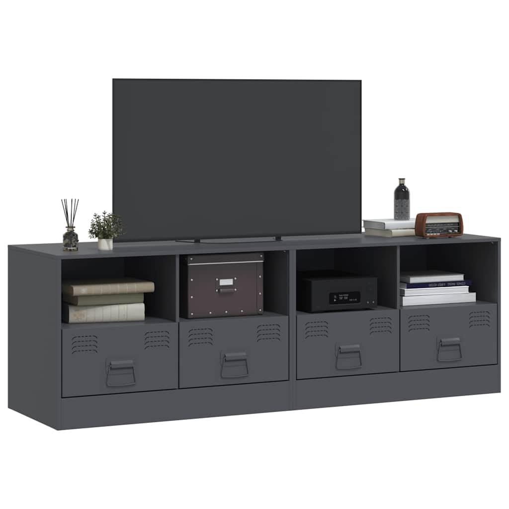 vidaXL Szafki pod telewizor, 2 szt., antracytowe, 67x39x44 cm, stalowe