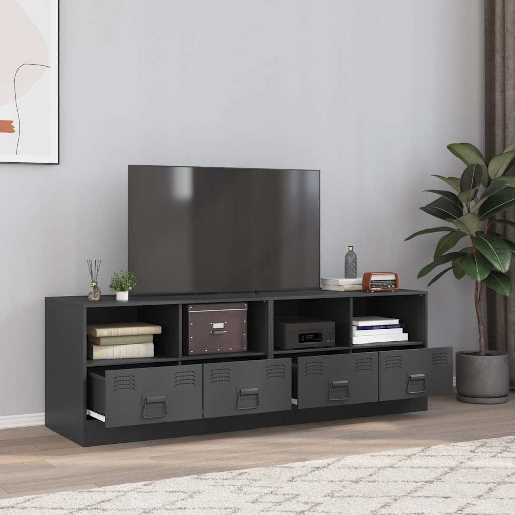 vidaXL Szafki pod telewizor, 2 szt., antracytowe, 67x39x44 cm, stalowe
