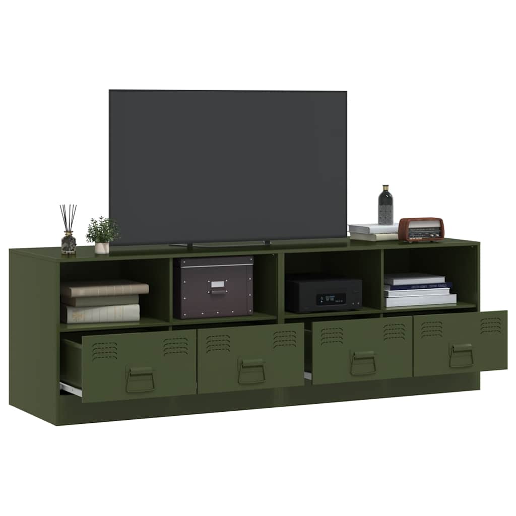 vidaXL Szafki pod telewizor, 2 szt., oliwkowe, 67x39x44 cm, stalowe