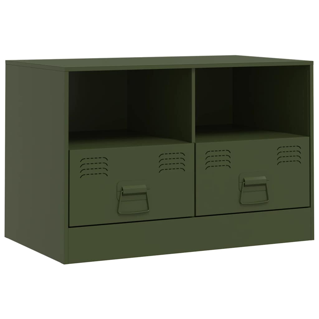 vidaXL Szafki pod telewizor, 2 szt., oliwkowe, 67x39x44 cm, stalowe