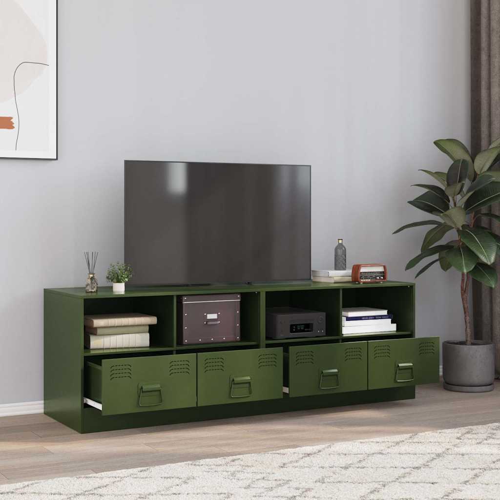 vidaXL Szafki pod telewizor, 2 szt., oliwkowe, 67x39x44 cm, stalowe