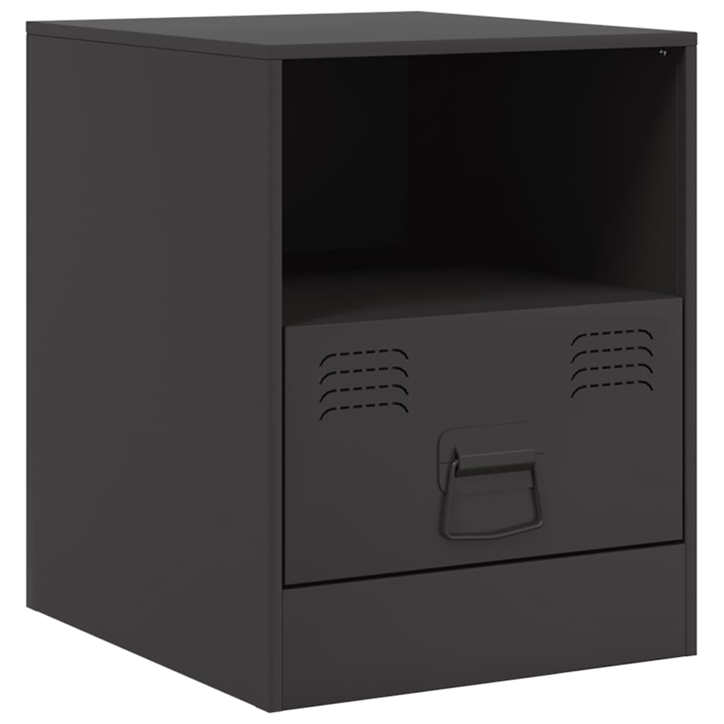 vidaXL Szafka nocna, czarna, 34,5x39x44 cm, stal