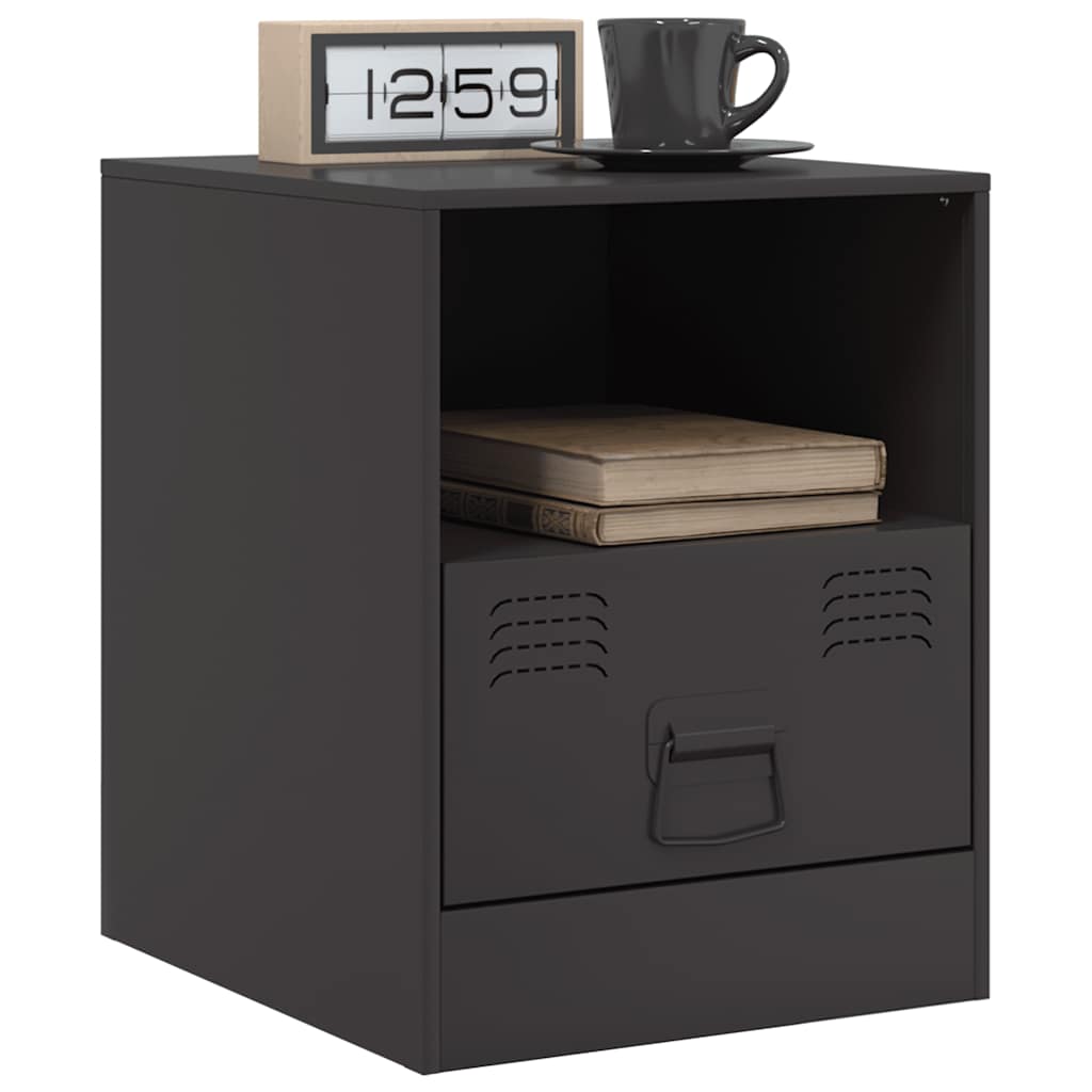 vidaXL Szafka nocna, czarna, 34,5x39x44 cm, stal
