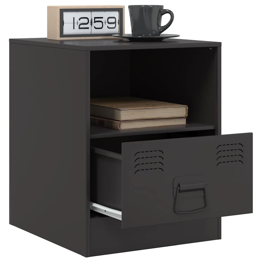 vidaXL Szafka nocna, czarna, 34,5x39x44 cm, stal