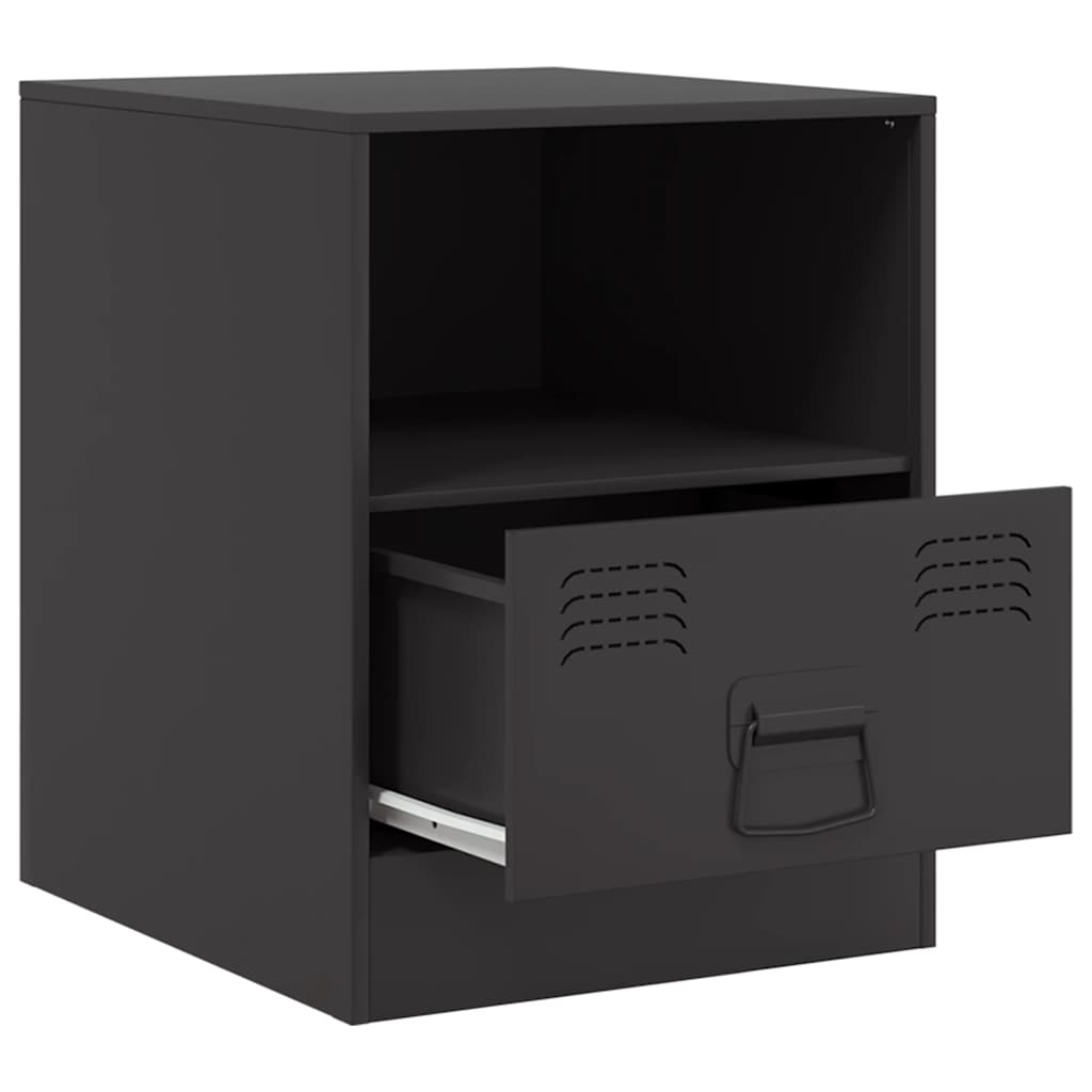 vidaXL Szafka nocna, czarna, 34,5x39x44 cm, stal