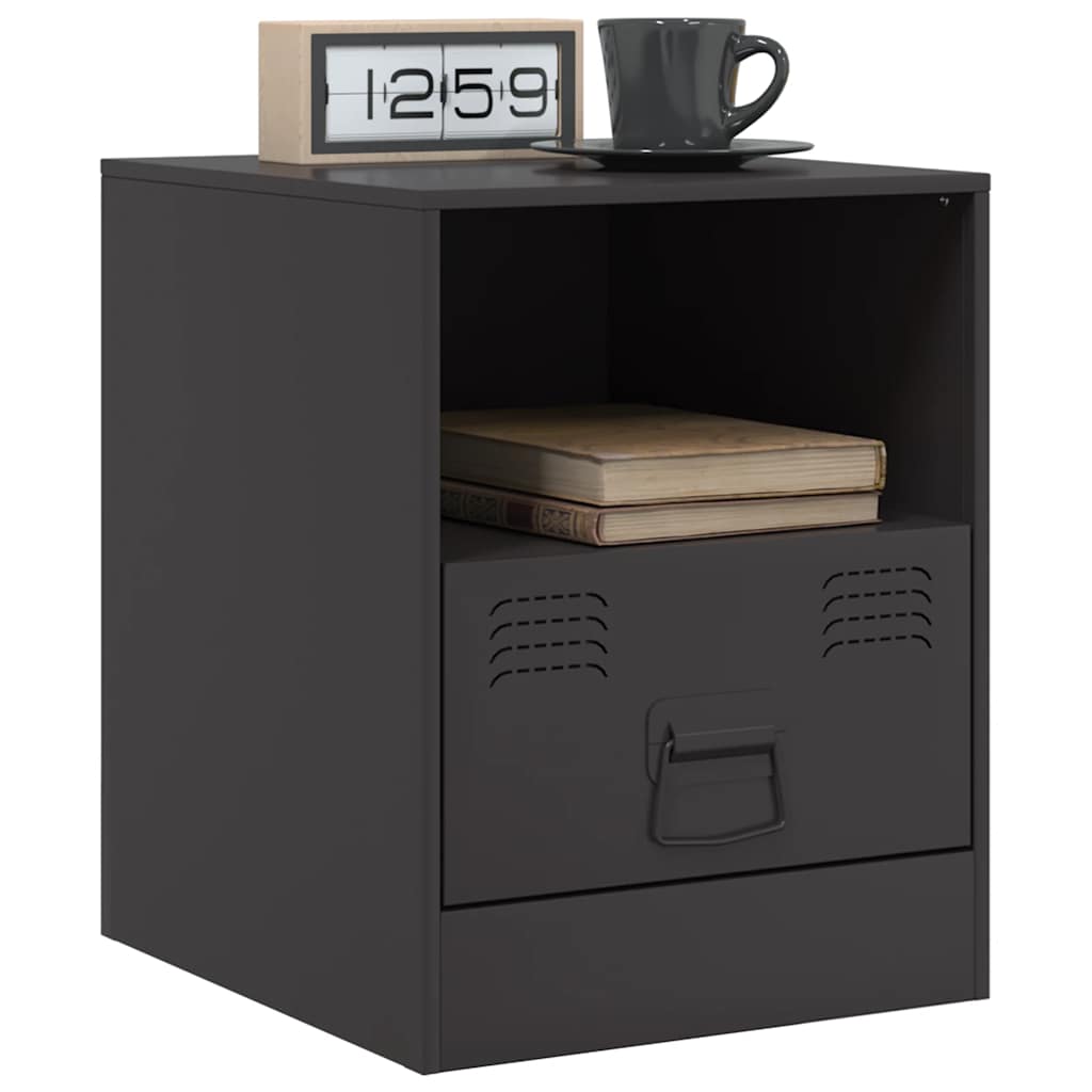 vidaXL Szafki nocne, 2 szt., czarne, 34,5x39x44 cm, stal