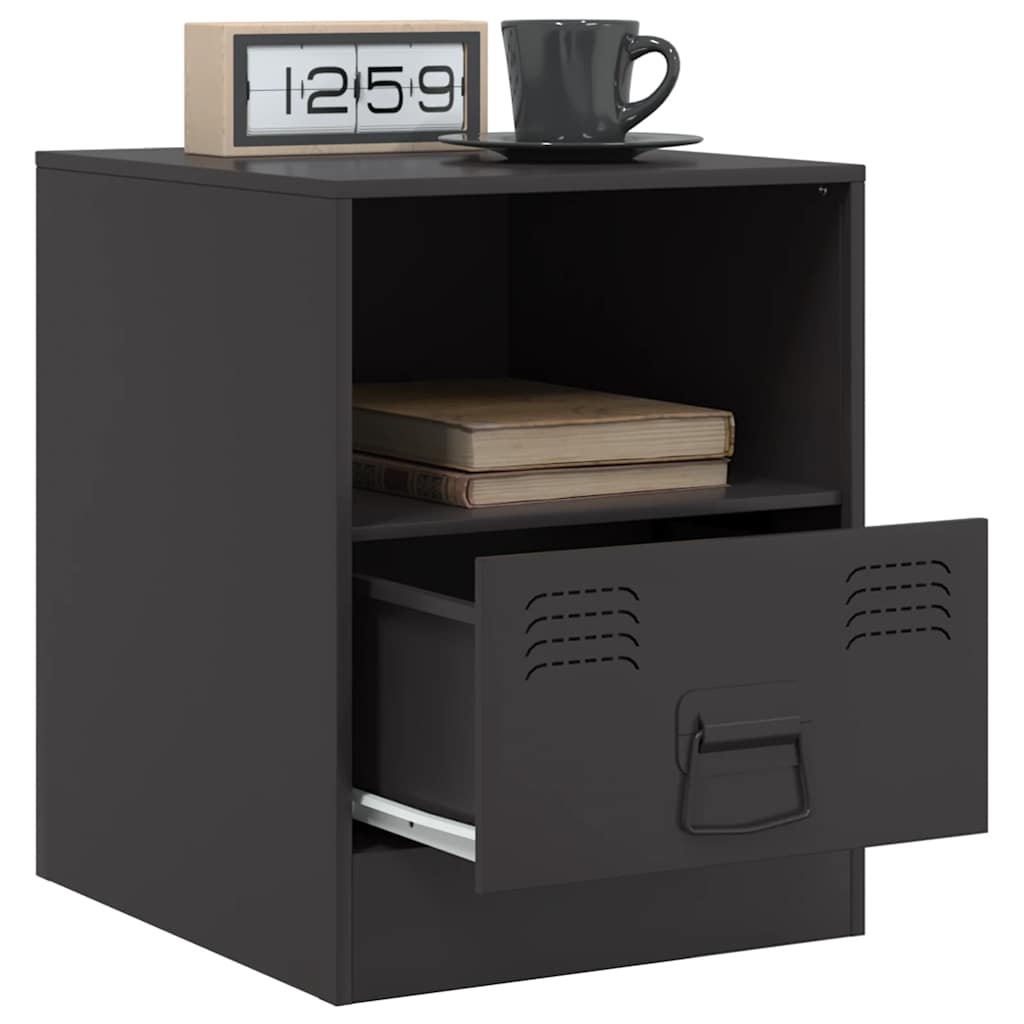 vidaXL Szafki nocne, 2 szt., czarne, 34,5x39x44 cm, stal