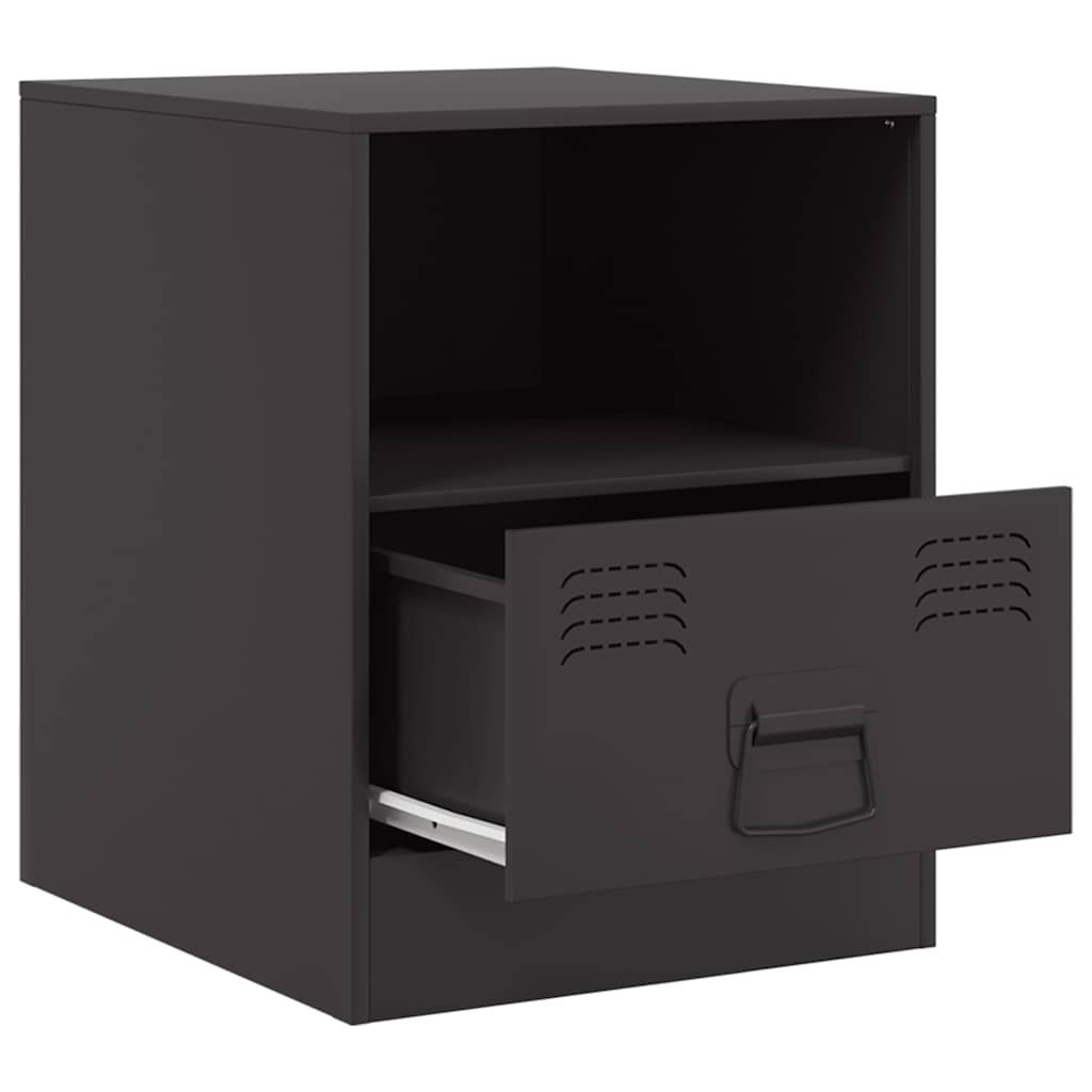 vidaXL Szafki nocne, 2 szt., czarne, 34,5x39x44 cm, stal