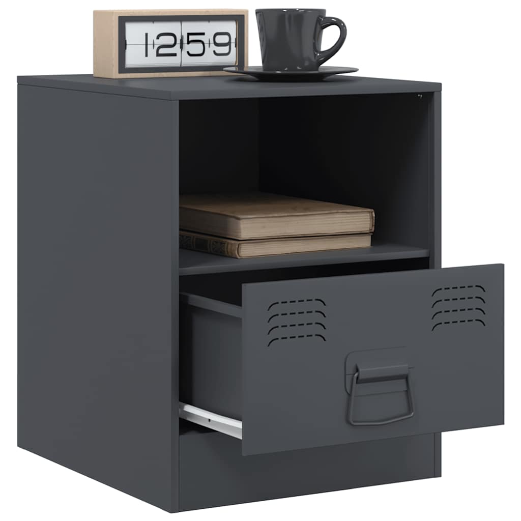 vidaXL Szafka nocna, antracytowa, 34,5x39x44 cm, stal