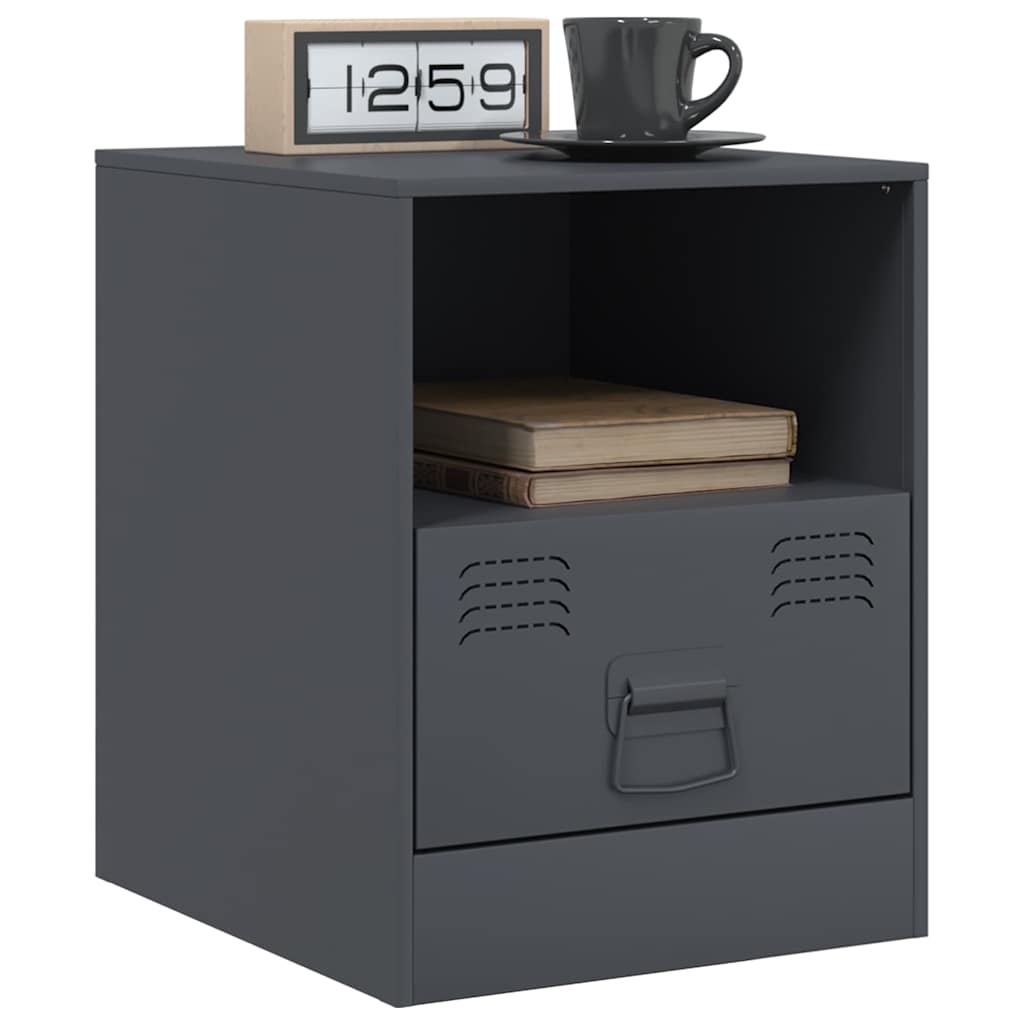 vidaXL Szafki nocne, 2 szt., antracytowe, 34,5x39x44 cm, stal