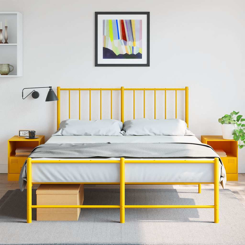 vidaXL Szafki nocne, 2 szt., musztardowe, 34,5x39x44 cm, stal