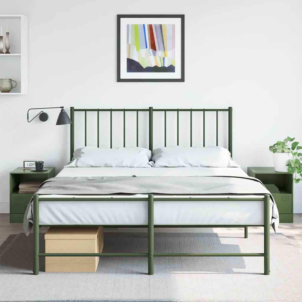 vidaXL Szafki nocne, 2 szt., oliwkowa zieleń, 34,5x39x44 cm, stal