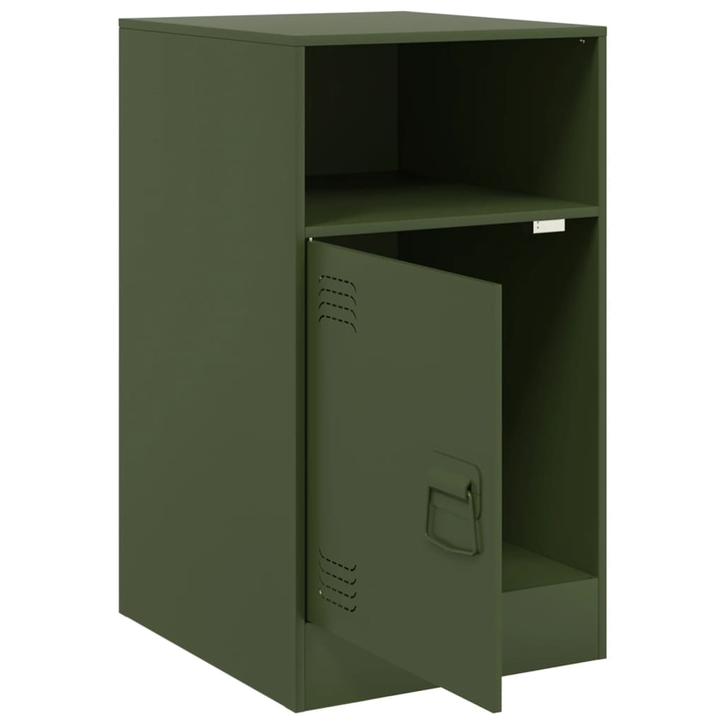 vidaXL Szafki nocne, 2 szt., oliwkowa zieleń, 34,5x39x62 cm, stal