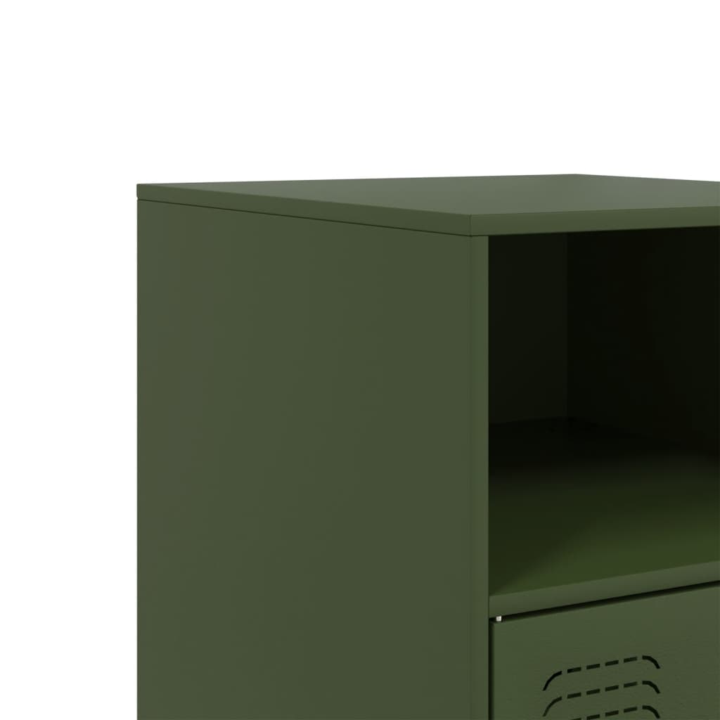 vidaXL Szafki nocne, 2 szt., oliwkowa zieleń, 34,5x39x62 cm, stal