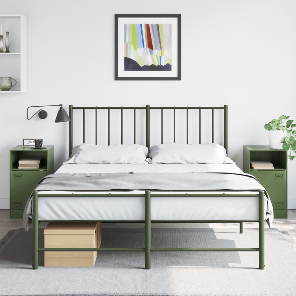 vidaXL Szafki nocne, 2 szt., oliwkowa zieleń, 34,5x39x62 cm, stal