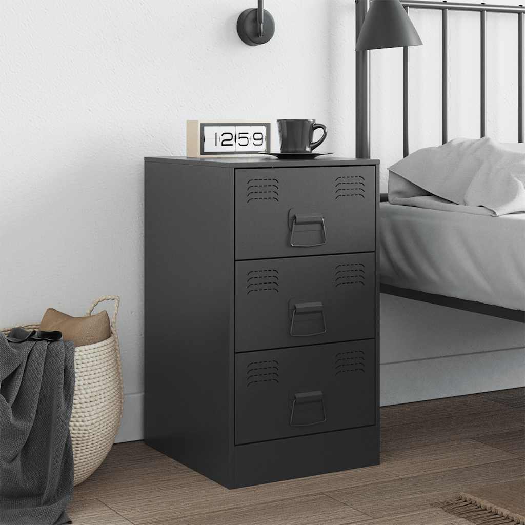 vidaXL Szafka nocna, czarna, 34,5x39x62 cm, stal