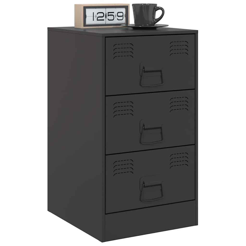 vidaXL Szafka nocna, czarna, 34,5x39x62 cm, stal