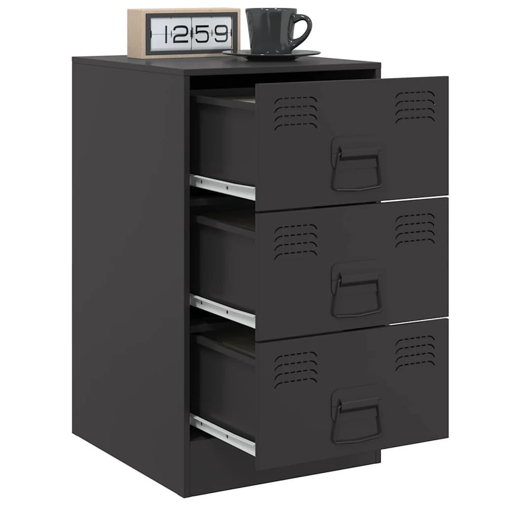 vidaXL Szafka nocna, czarna, 34,5x39x62 cm, stal