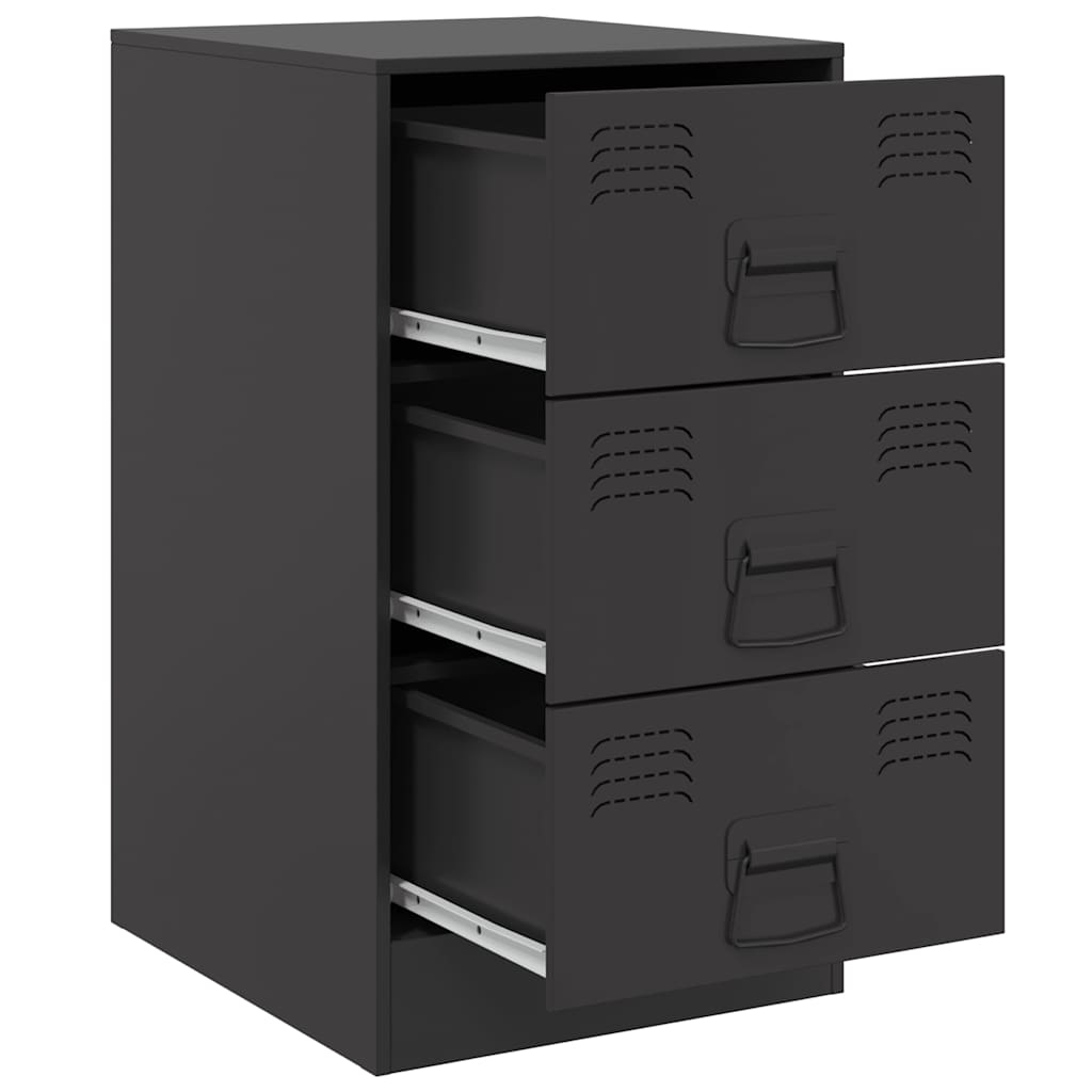 vidaXL Szafka nocna, czarna, 34,5x39x62 cm, stal