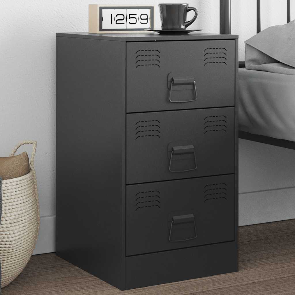 vidaXL Szafka nocna, czarna, 34,5x39x62 cm, stal