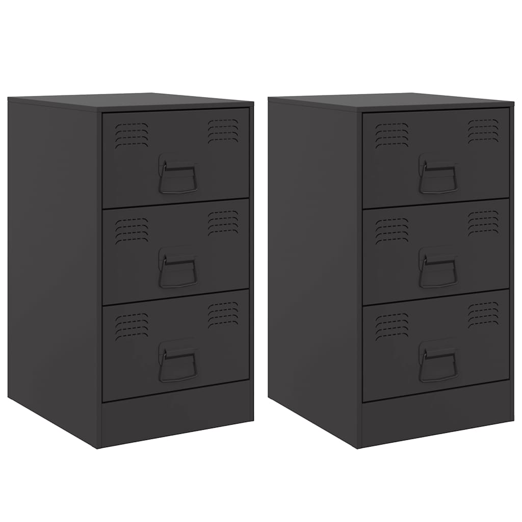 vidaXL Szafki nocne, 2 szt., czarne, 34,5x39x62 cm, stal