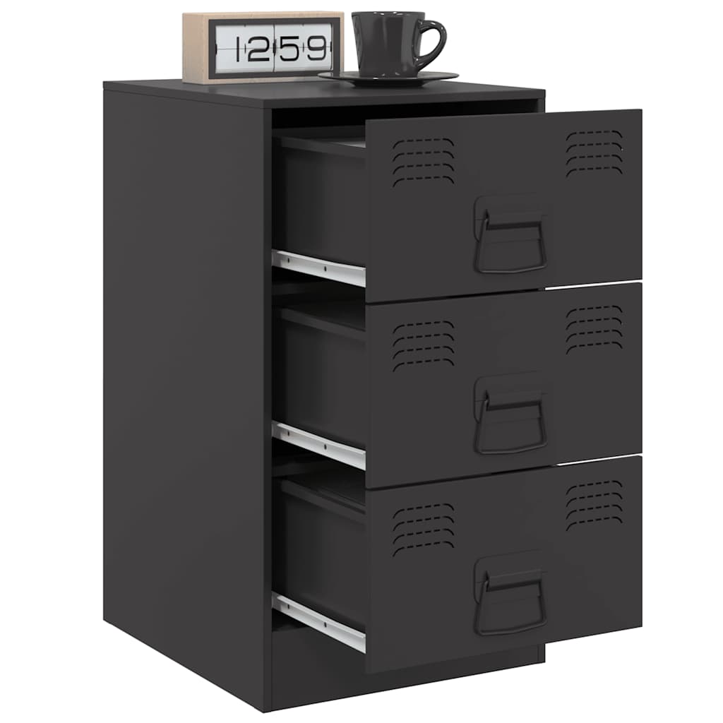 vidaXL Szafki nocne, 2 szt., czarne, 34,5x39x62 cm, stal